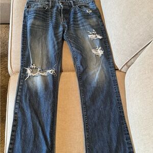 Abercrombie & Fitch Distressed Dark Blue Jeans